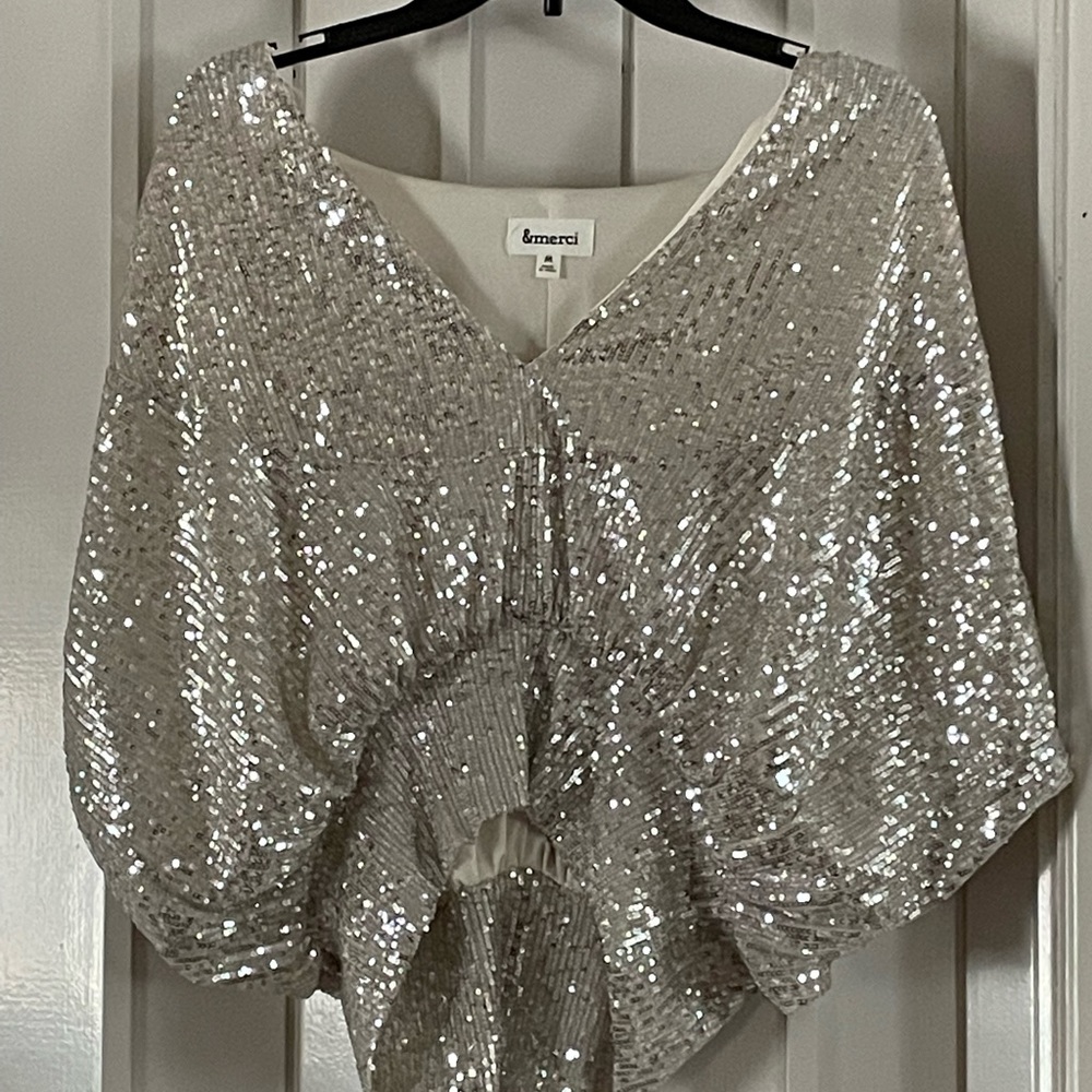 COPY - &Merci Silver Sequined Blouse